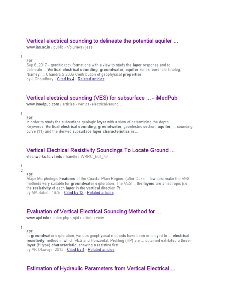 Vertical Electrical Sounding To Delineate The Potential Aquifer | PDF ...
