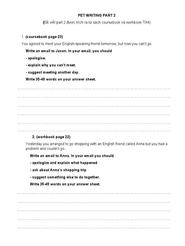 Pet Writing Part 2 Practices PDF