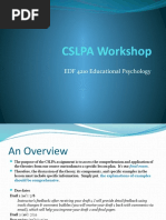 CSLPA Workshop: EDF 4210 Educational Psychology