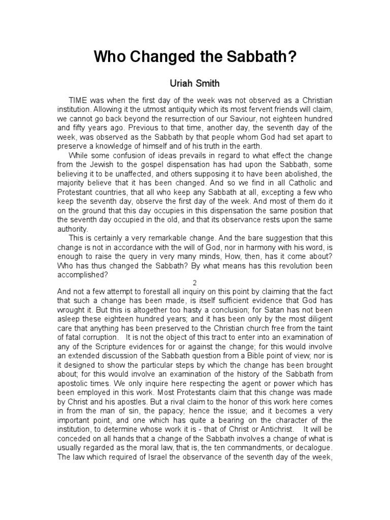 Who Changed The Sabbath | PDF | Ten Commandments | Sabbath In Christianity