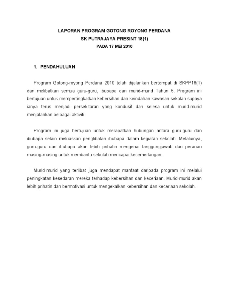 Laporan Program Gotong Royong Perdana