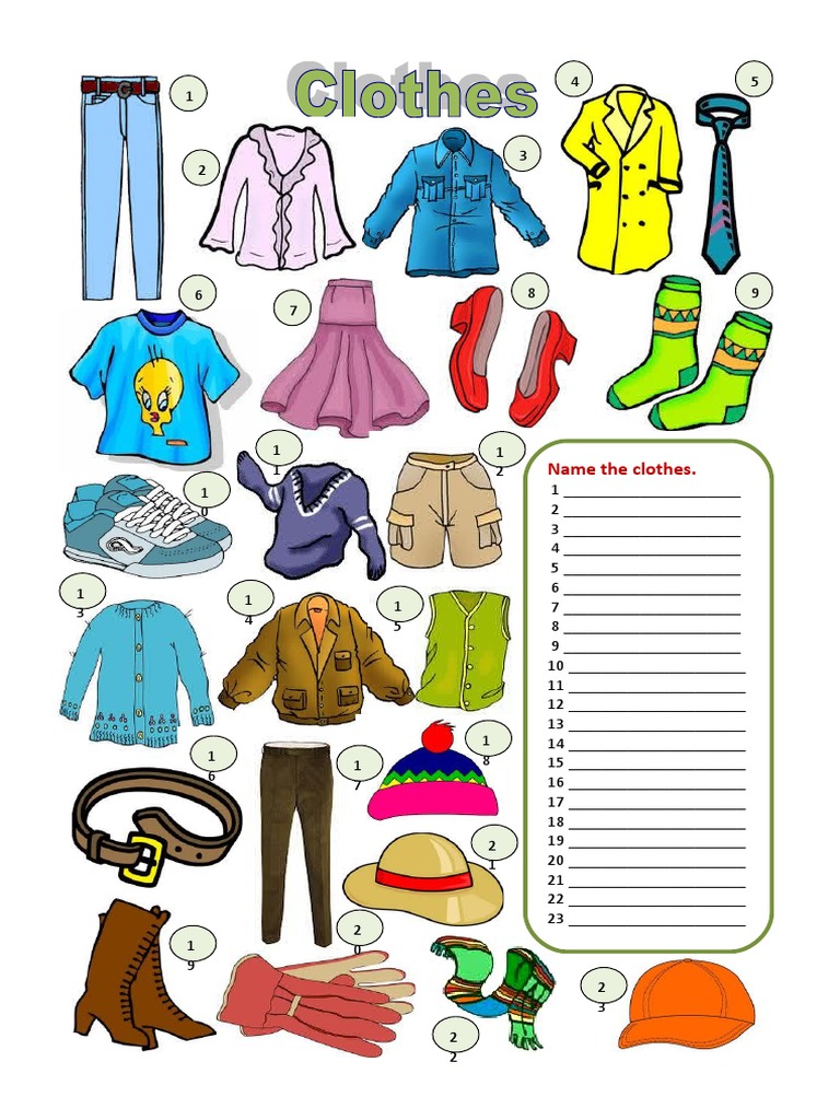 Clothes Naming Worksheet | PDF | Finance & Money Management
