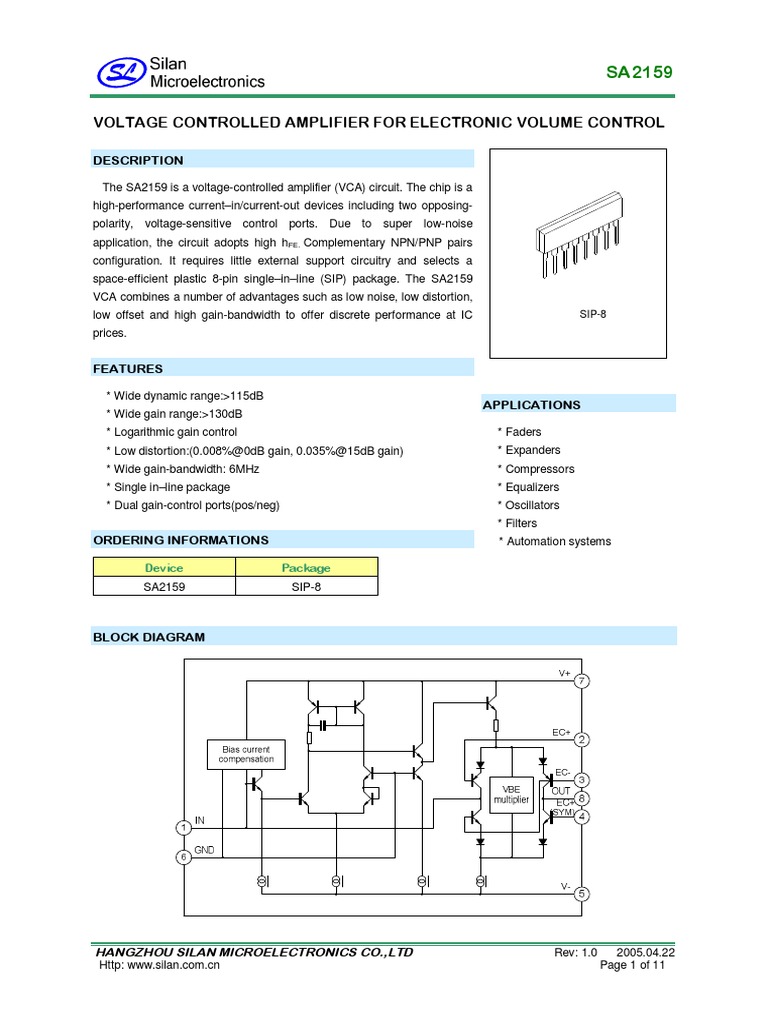 Voltage Controlled Amplifier SA2159 | PDF | Operational Amplifier ...