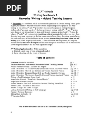 Gr 5 Writing Teaching Lessons 1 Narrative