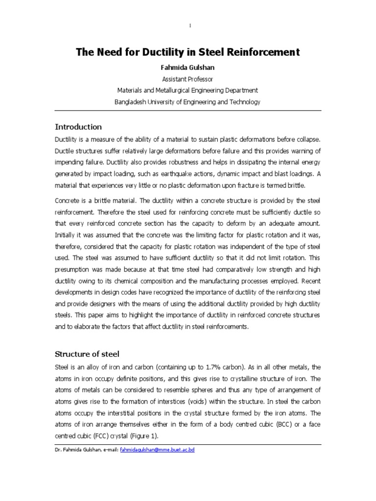 Importance of Ductility in Steel Reinforcement | PDF | Deformation ...