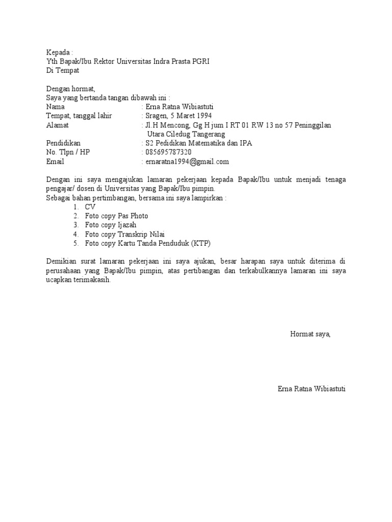 Download 91+ Contoh Surat Surat Lamaran Kerja Zenius Terbaik Dan Terbaru