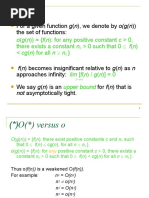 O-Notation: For A Given Function G (N), We Denote by o (G (N) ) The Set of Functions