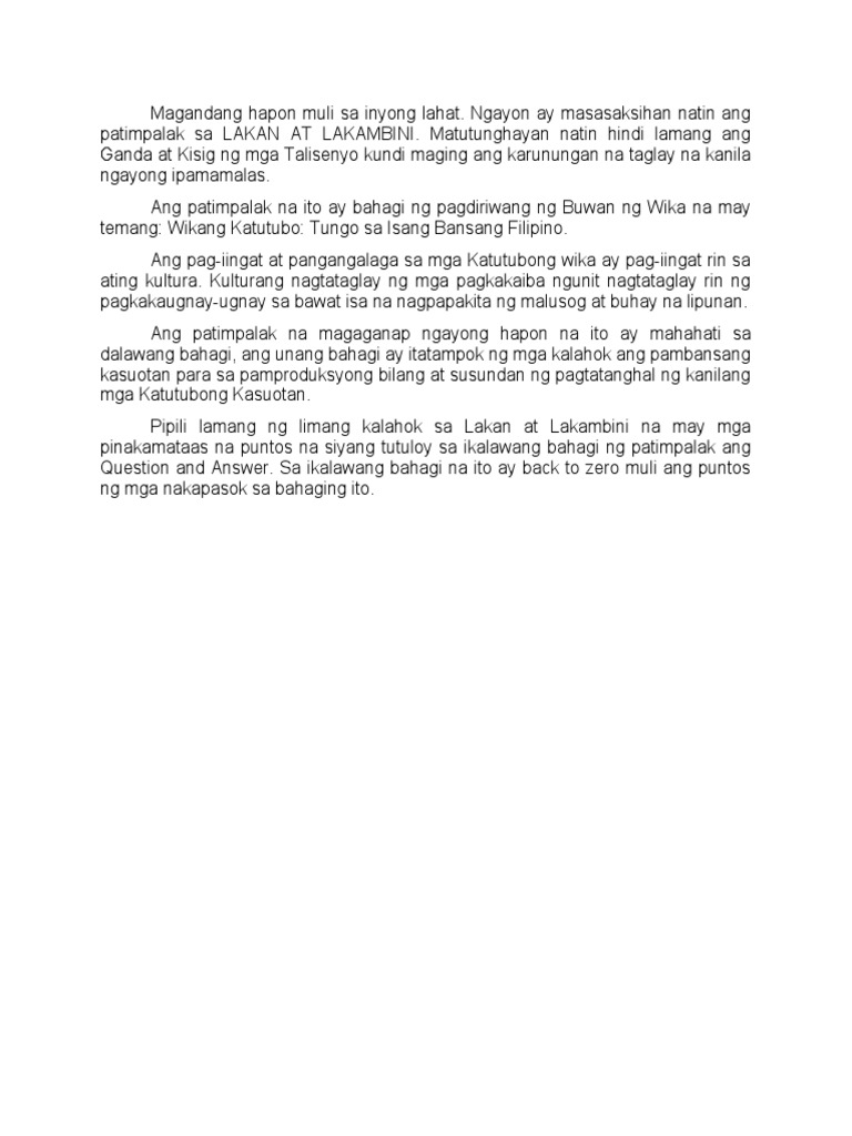 Pambungad Na Pananalita Pdf