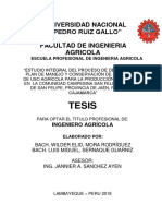 PROYECTO DE TESIS “ESTUDIO INTEGRAL DEL PROCESO DE DEGRADACIÓN, PLAN DE MANEJO Y CONSERVACIÓN DE LOS SUELOS DE USO AGRÍCOLA PARA LA PRODUCCIÓN SOSTENIBLE EN LA COMUNIDAD CAMPESINA SAN FELIPE, DISTRITO DE SAN FELIPE, PROVINCIA DE JAÉN, REGIÓN DE CAJAMARCA”