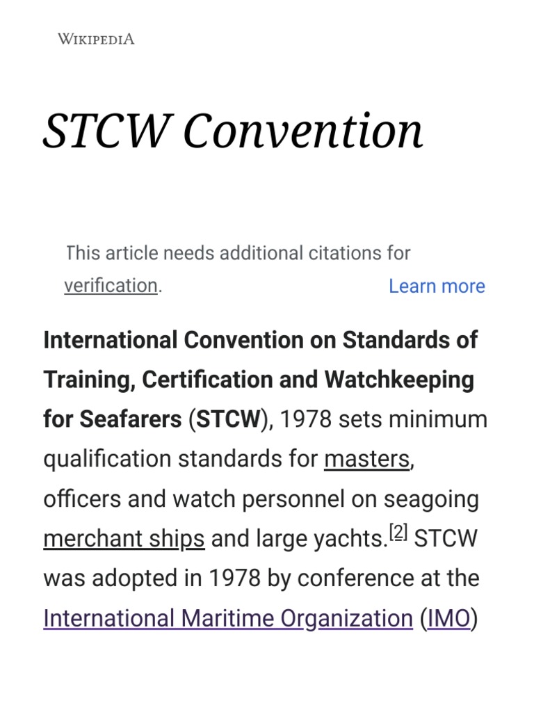 International Convention on Standards of Training, Certification and ...