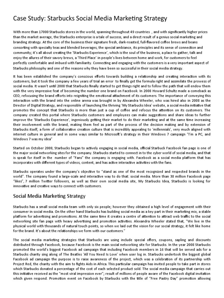 Starbucks Social Media Marketing Strategy PDF Starbucks Social Media