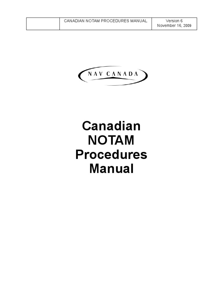 Canadian NOTAM Procedures Manual | PDF | Runway | Airport