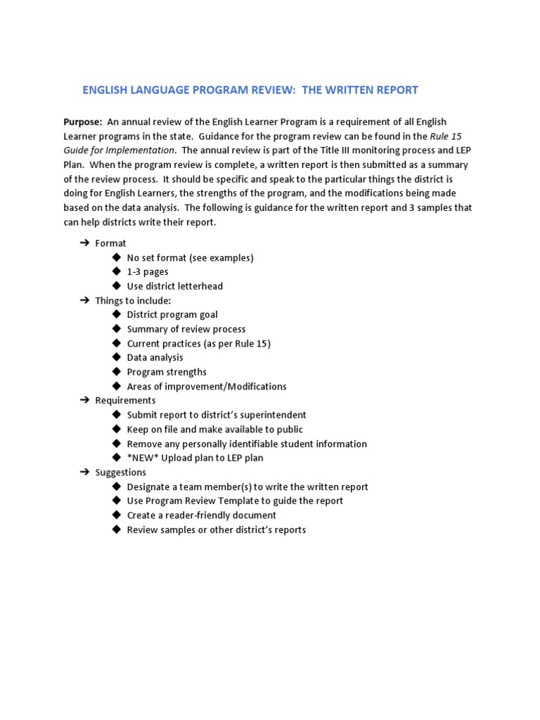 Annual Review of English Learner Program | PDF | Educational Assessment ...