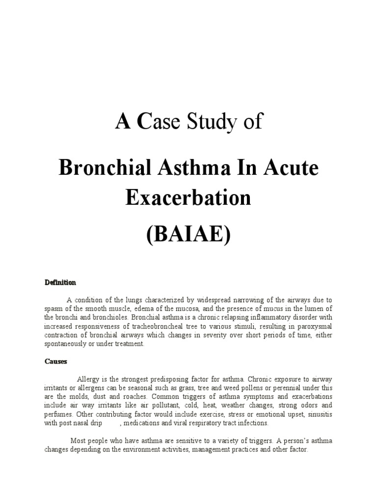 A Case Study of Bronchial Asthma in Acute Exacerbation (Baiae) | PDF ...