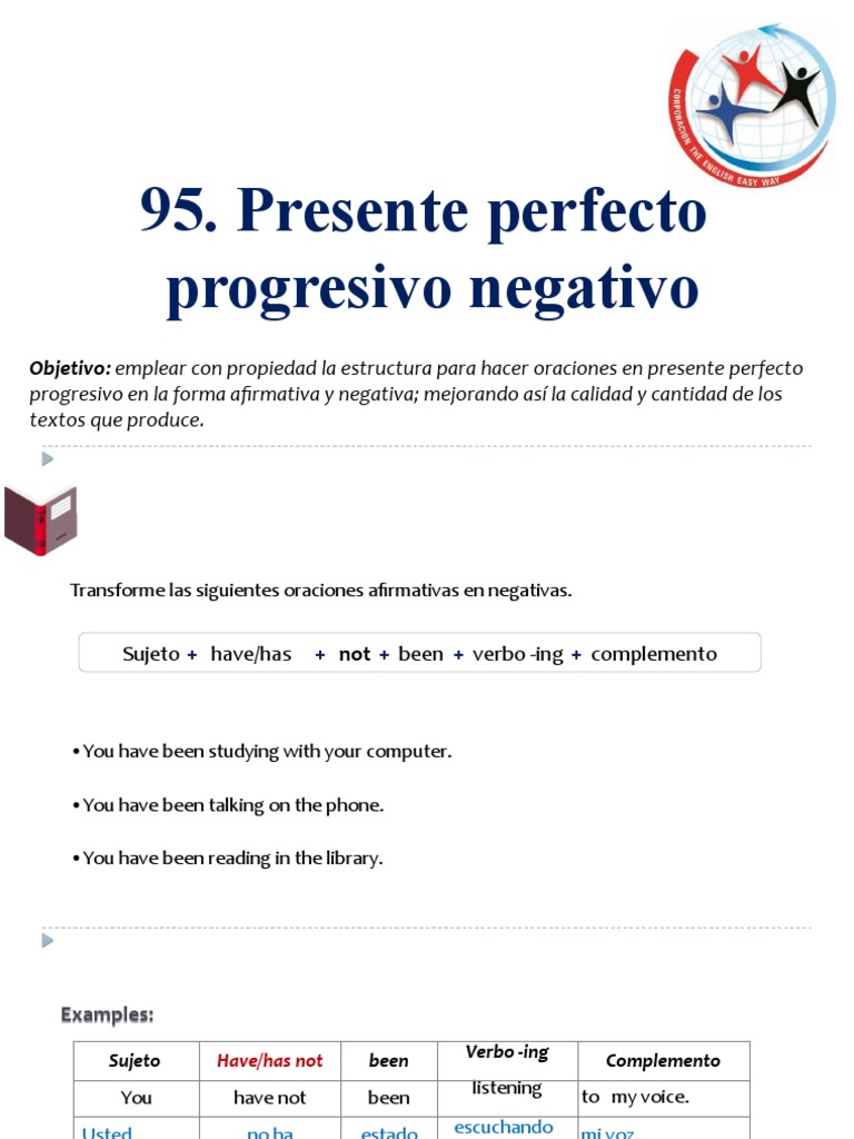 Presente Perfecto Progresivo Negativo | PDF