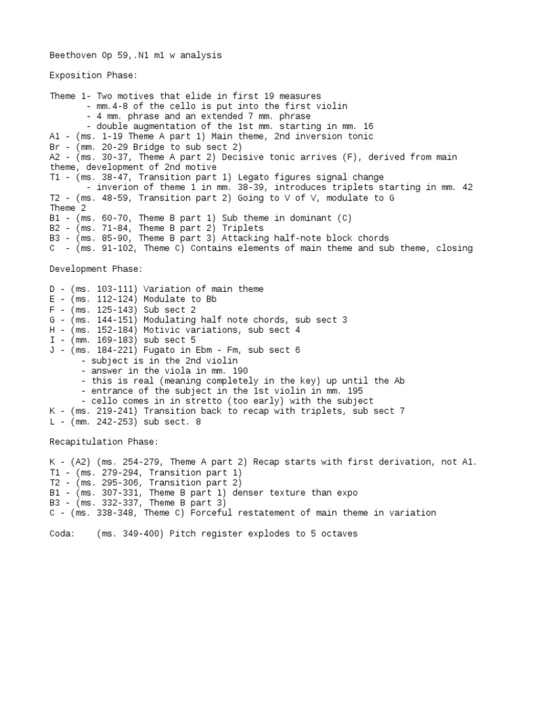 Analysis of Beethoven's Op. 59 No. 1 PDF