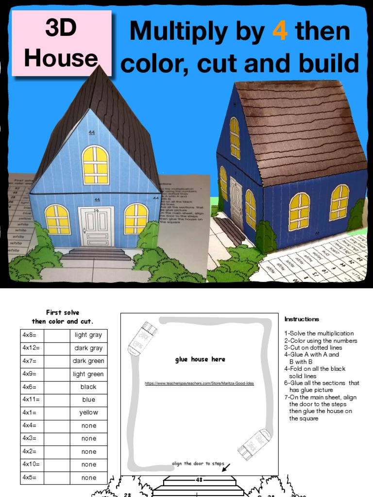 3D House Craft: Multiply & Build | PDF | Teaching Mathematics | Nature