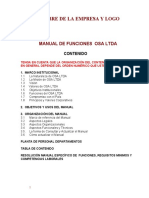 Nombre de La Empresa Y Logo: Manual de Funciones Osa Ltda