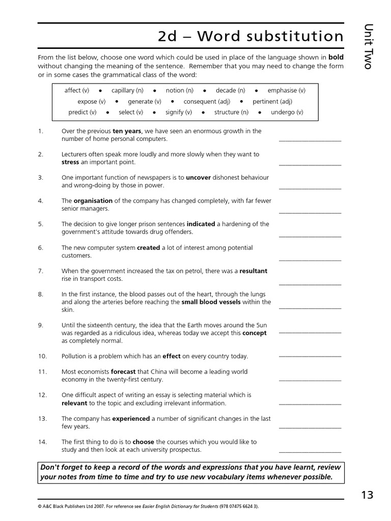 Academic English, Word Substitution - 20190119 - 135421893 | PDF