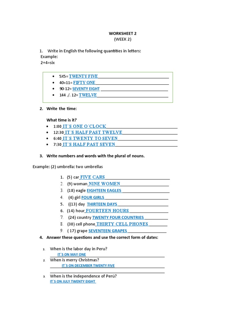 Math and English Practice Worksheet | PDF