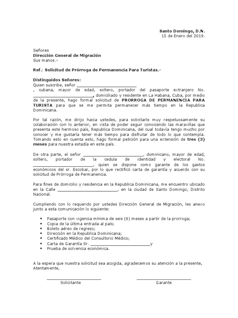 Carta Solicitud Prorroga Migracion | PDF