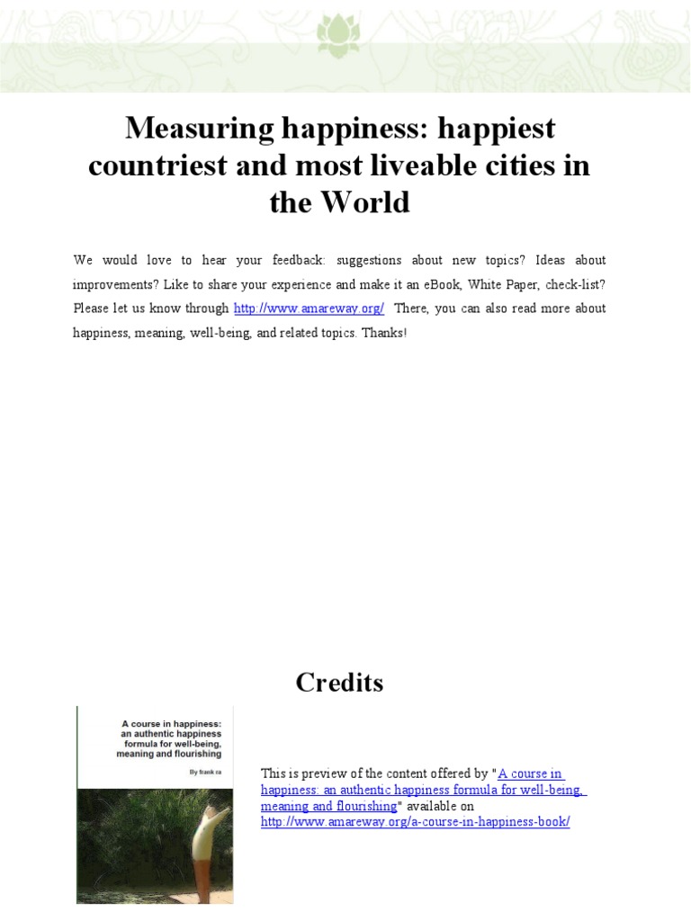 Measuring Happiness Pdf Motivation Motivational