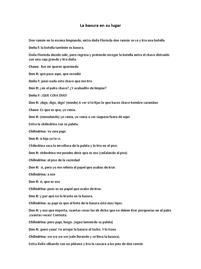 La Vecindad Del Chavo. Libreto PDF