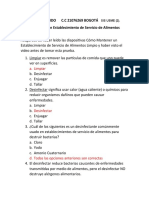 Cuestionario Cómo Mantener Un Establecimiento de Servicio de Alimentos Limpio