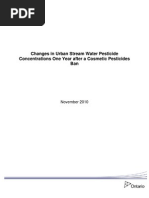 Changes in Urban Stream Water Pesticide Concentrations One Year After A Cosmetic Pesticides Ban