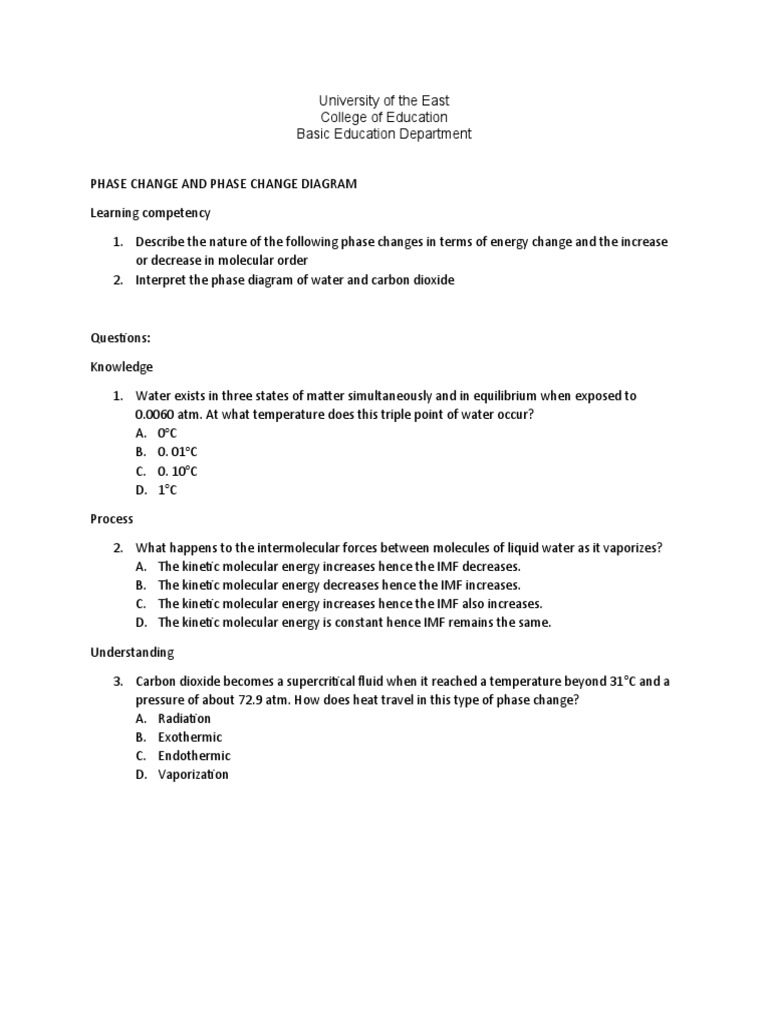Water Phase Change Diagram Explained | PDF | Science & Mathematics