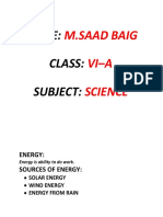 Name: Class: Subject:: M.Saad Baig Vi-A Science