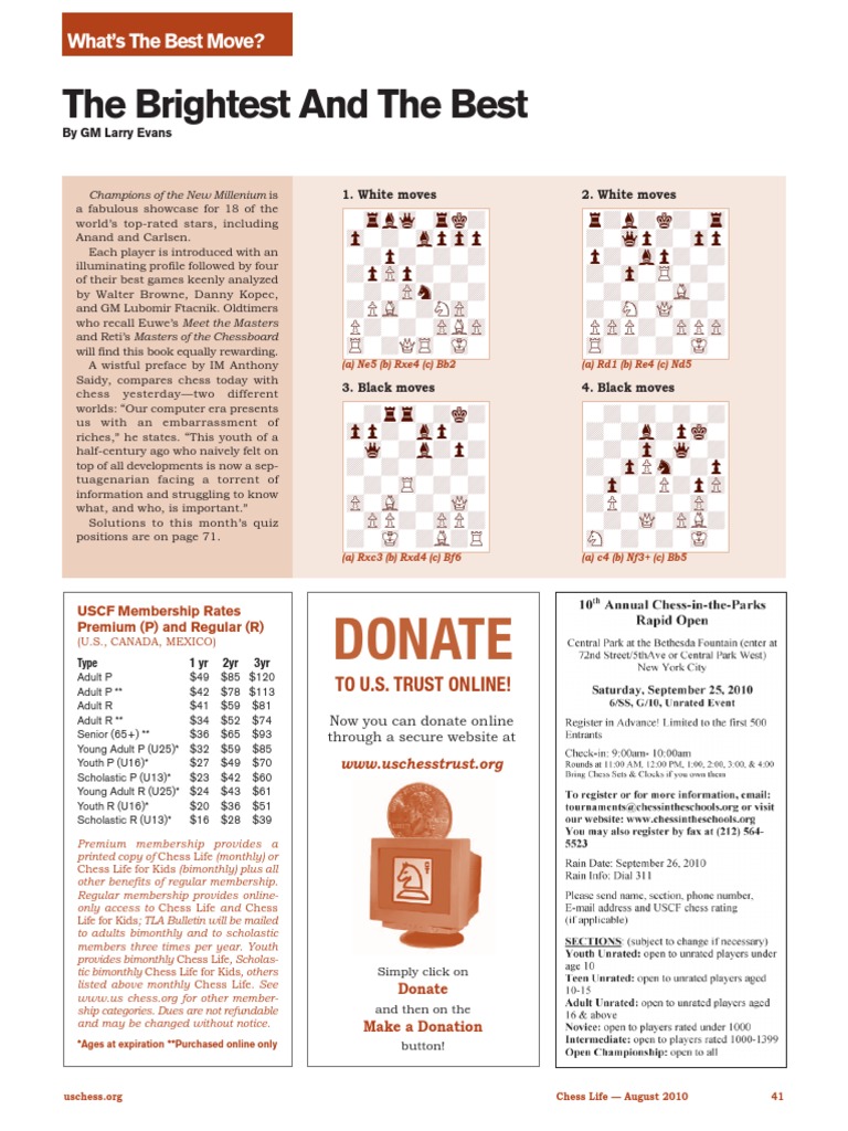Chess Life August 2010 Highlights | PDF | Board Games | Competitive Games