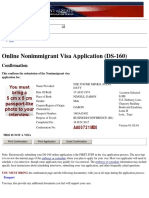 Online Nonimmigrant Visa Application (DS-160) : Confirmation