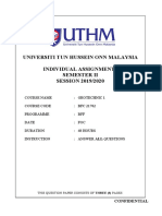 Universiti Tun Hussein Onn Malaysia Individual Assignment1 Semester Ii SESSION 2019/2020