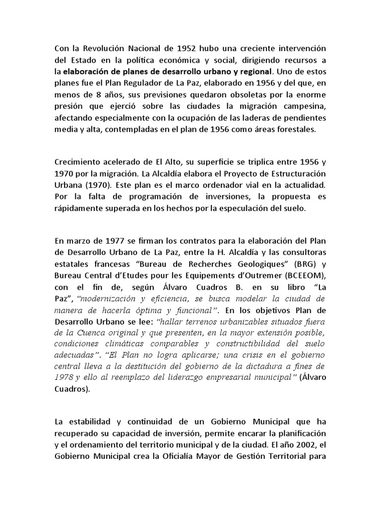 Plan de Desarrollo Urbano La Paz | PDF | Planificación urbana ...