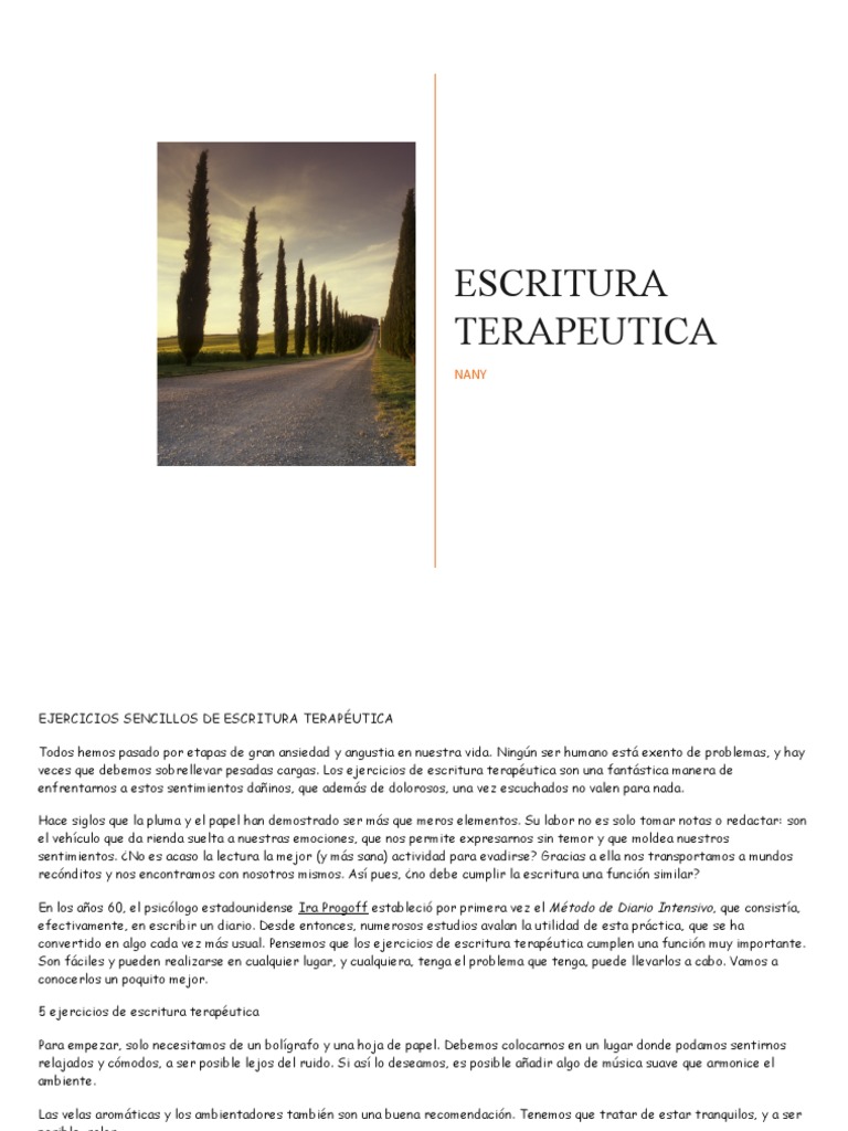 5 Ejercicios Sencillos De Escritura Terapéutica Pdf Felicidad Cuentos