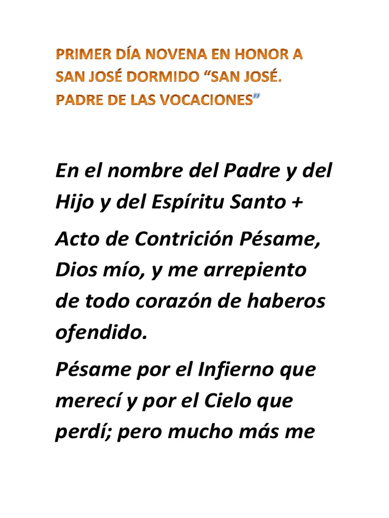 1 - Primer Día Novena en Honor A San José Dormido PDF | PDF | Oración ...