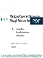 Managing Customer Relationships Through Price and Service Quality