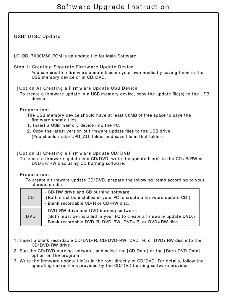 LG Blu-ray Player Firmware Update Guide | PDF | Usb Flash Drive | Dvd