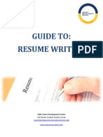Guide To: Resume Writing: Careerdevelopmentcenter@newhaven - Edu