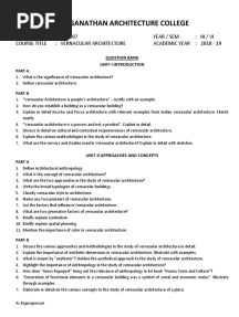 Vernacular Architecture - Question Bank PDF