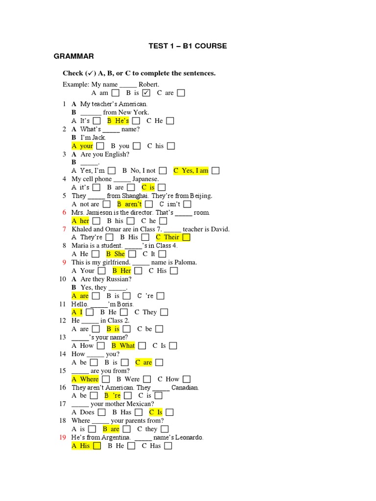 Test 1 - Answers PDF | PDF
