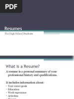 Resumes: For High School Students