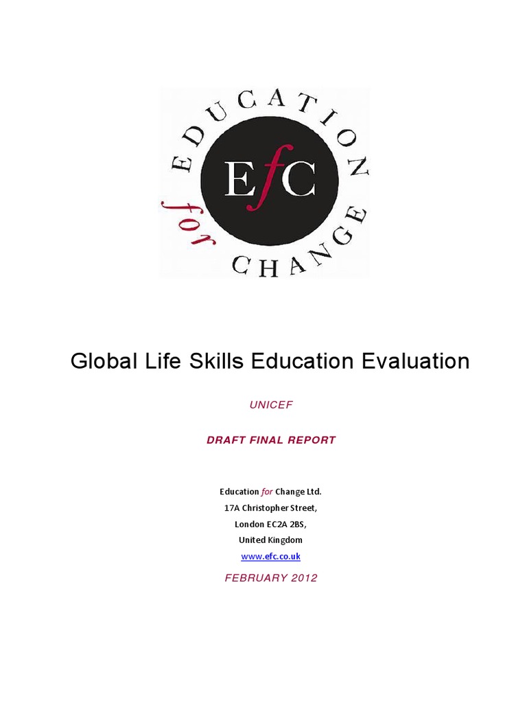 UNICEF - Global Life Skills Education Evaluation PDF | PDF | Teacher ...