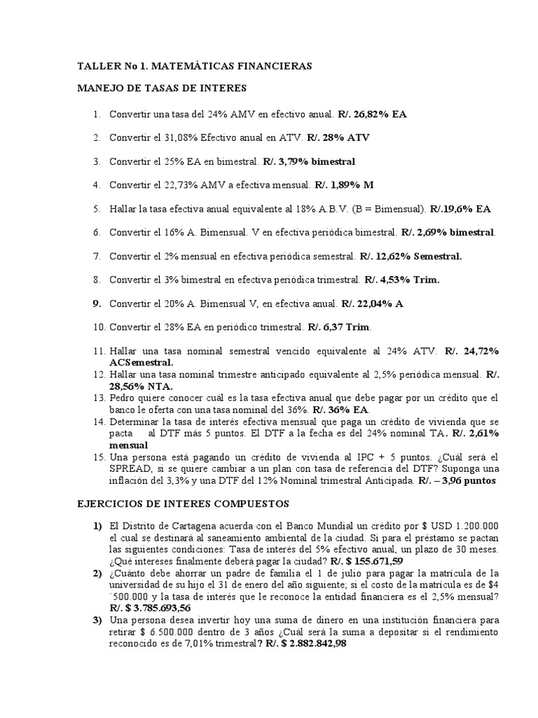 Conversión de Tasas y Cálculo Financiero | PDF | Interés | Tasas de interés
