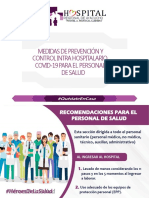 MEDIDAS DE PREVENCIÓN Y CONTROL INTRA HOSPITALARIO COVID 19