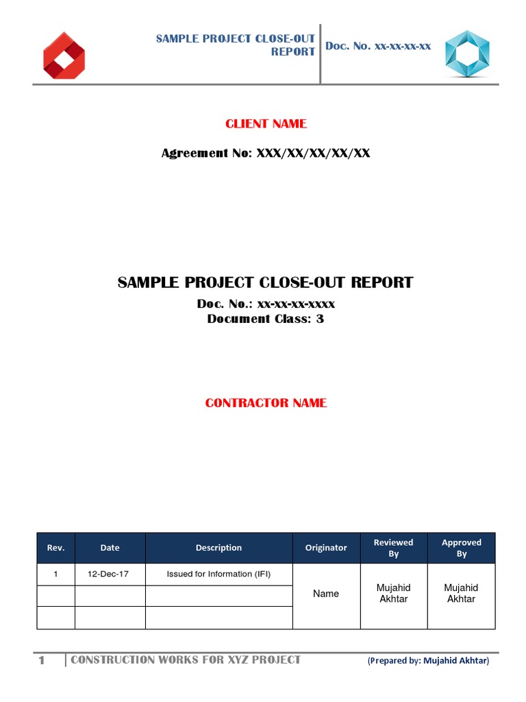 Sample Project Close-Out Report | PDF | Business