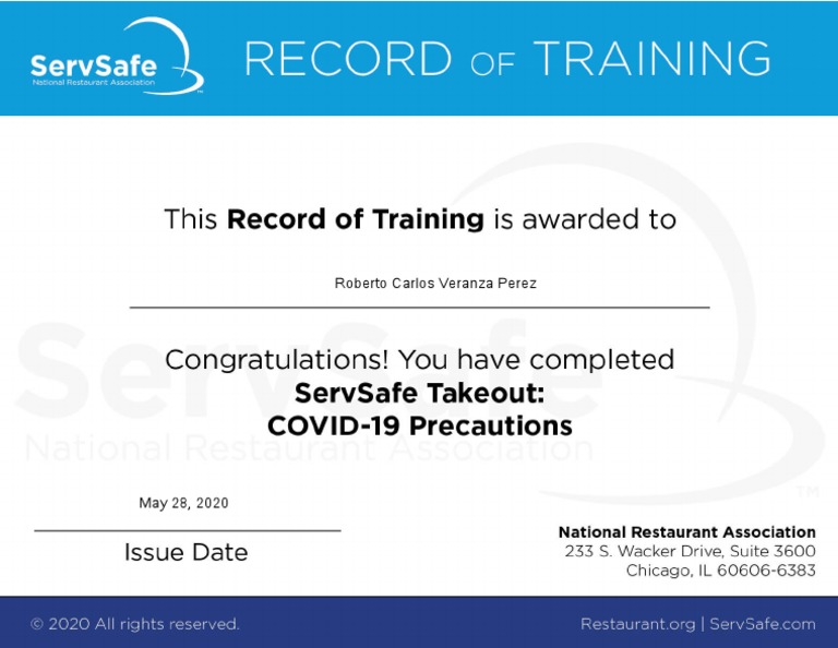 Certificado Serv Safe PDF