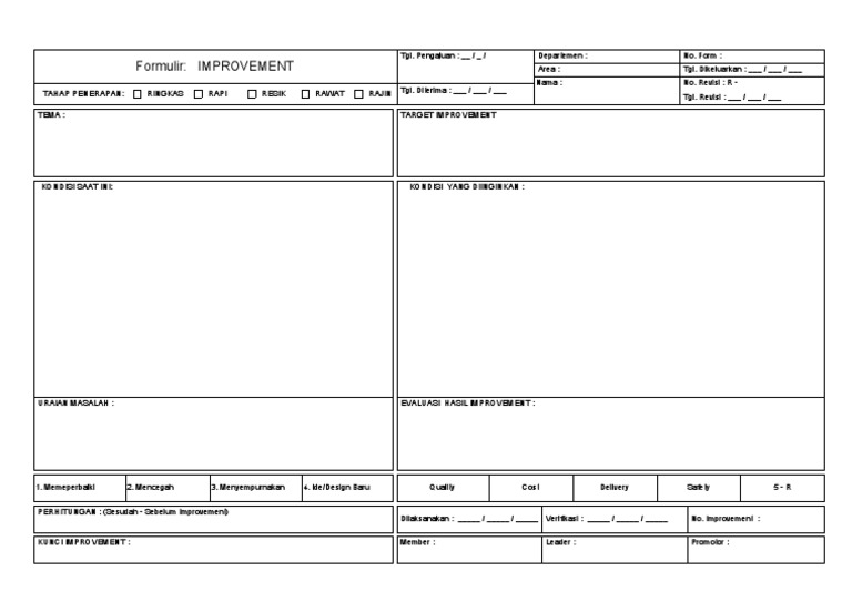 Formulir Penerapan Improvement Kaizen | PDF | Karier & Perkembangan ...
