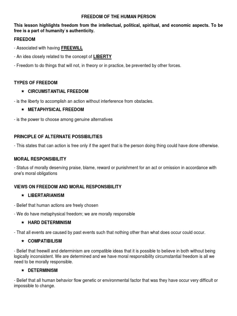 Understanding Human Freedom Concepts | PDF | Free Will | Determinism